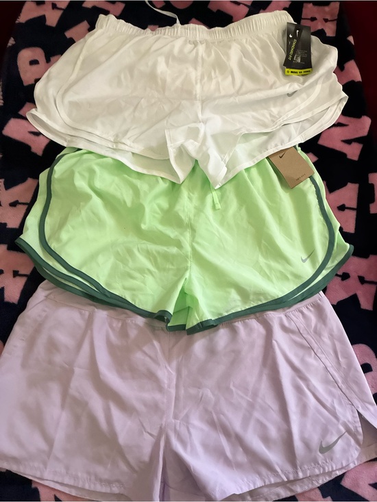 Nike Pants - Nike Women’s Athletic Shorts Trio — White, Neon Green, Light Lavender